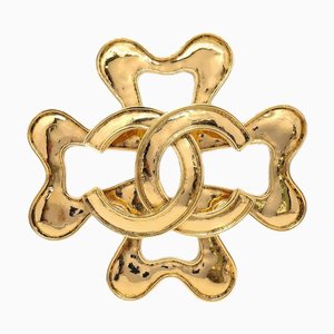 CHANEL Clover Brooch Pin Gold 94P 131690