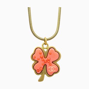 CHANEL Clover Gold Chain Pendant Necklace 03P 140304
