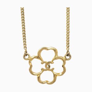 CHANEL Clover Pendant Necklace Gold 1993 141022
