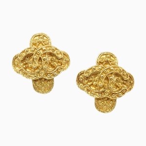 Chanel Cross Earrings Clip-On Gold 94A 78665, Set of 2