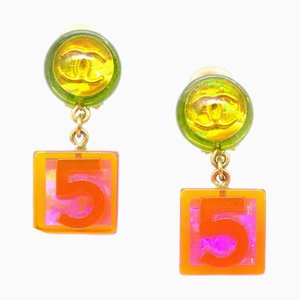 Chanel Dangle Cube Earrings Clip-On Multicolor 97P 19159, Set of 2