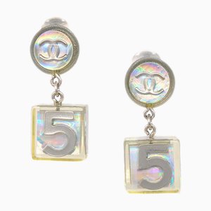 Chanel Dangle Cube Earrings Clip-On Clear 97P 112506, Set of 2