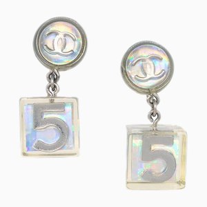 Chanel Dangle Cube Earrings Clip-On Silver 97P 131979, Set of 2