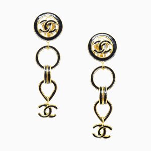 Chanel Boucles d'Oreilles Pendantes Clip-On Noir 95P 190591, Set de 2