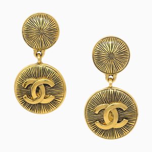 Boucles d'Oreilles Pendantes Clip-On Dorées Chanel 113280, Set de 2