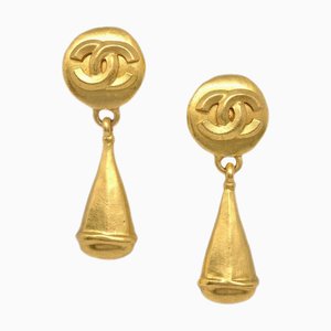 Chanel Dangle Earrings Clip-On Gold 96P 131765, Set of 2