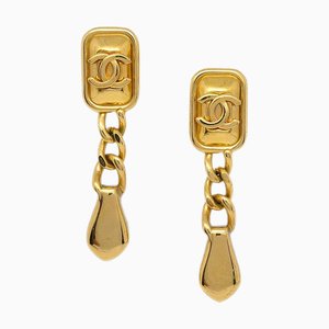 Chanel Dangle Earrings Clip-On Gold 97A 111048, Set of 2