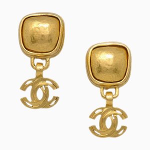 Chanel Dangle Earrings Clip-On Gold 97A 121310, Set of 2