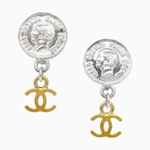 Chanel Dangle Earrings Clip-On Gold 97P 28819, Set of 2