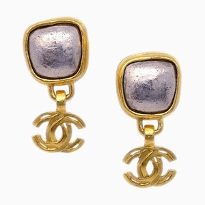 Chanel Dangle Earrings Gold Clip-On 97A 19881, Set of 2
