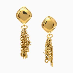 Pendientes colgantes con flecos Chanel de oro 151616. Juego de 2