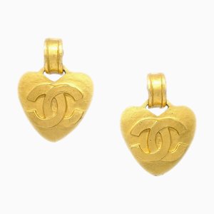 Orecchini pendenti a cuore Chanel in oro 95P 112516, set di 2