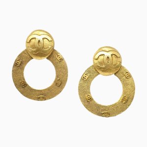 Chanel Dangle Hoop Earrings Clip-On Gold 2910/29 180531, Set of 2
