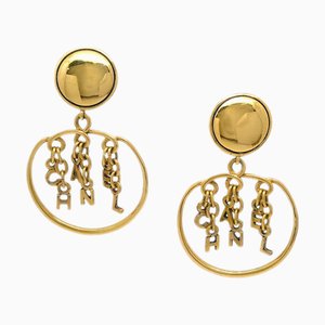 Chanel Dangle Hoop Earrings Gold 140328, Set of 2