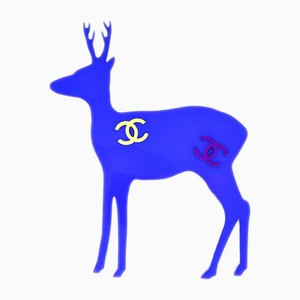 Spilla cervo in blu forma Chanel