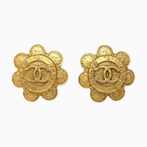 Chanel Flower Earrings Clip-On Gold 2872/28 112251, Set of 2