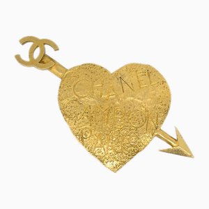 Goldene Herzbrosche mit Pfeil und Bogen von Chanel