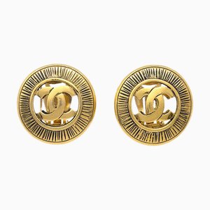 Pendientes de botón de oro Chanel con clip 123271. Juego de 2
