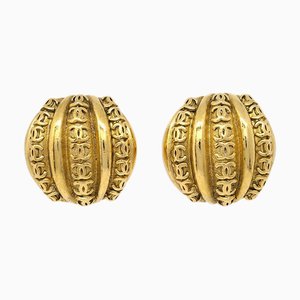 Chanel Gold Button Earrings Clip-On 23 132751, Set of 2