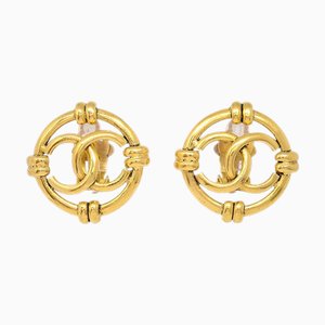 Boucles d'Oreilles Bouton Dorées à Clip Chanel 94A 123055, Set de 2