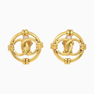 Chanel Gold Button Earrings Clip-On 94A 123055, Set of 2