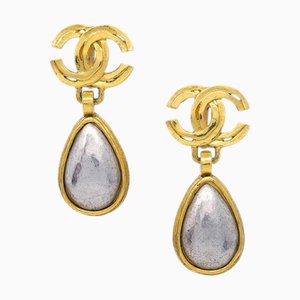 Chanel Gold Dangle Earrings Clip-On 97A 132719, Set of 2