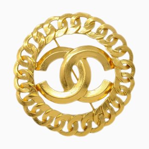 CHANEL Gold Medallion Brooch Pin 96P 123240