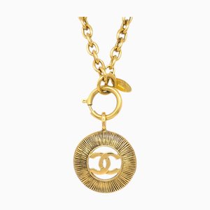 CHANEL Gold Medallion Pendant Necklace 3847 123253