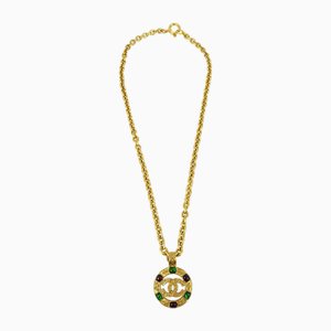 Goldfarbene Gripoix Halskette mit Anhänger von Chanel