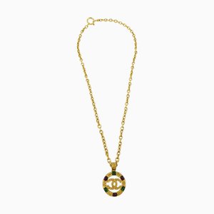 CHANEL Gripoix Gold Chain Pendant Necklace 94A 113286