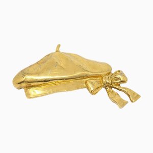 CHANEL Hat Brooch Pin Corsage Gold 75081