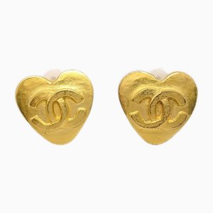Boucles d'Oreilles Cœur Dorées de Chanel, Set de 2