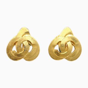 Gold Heart Clip-on Earrings from Chanel, Set of 2