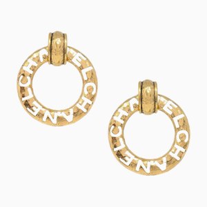 Chanel Hoop Earrings Gold Clip-On 142106, Set of 2