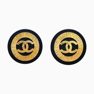 Chanel Knopf-Ohrringe Schwarz Clip-On 29 66517, 2er Set