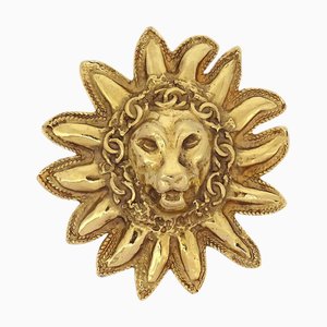 CHANEL Lion Brooch Pin Gold 141338