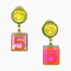 Chanel Dangle Cube Earrings Clip-On Multicolor 97A 131886, Set of 2