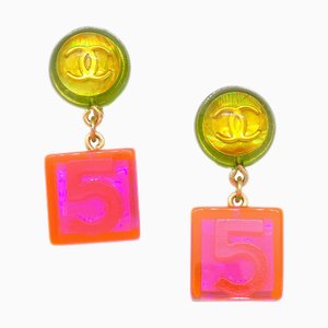 Chanel Dangle Cube Earrings Clip-On Multicolor 97P 112501, Set of 2