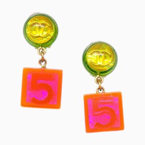 Chanel Dangle Cube Earrings Clip-On Multicolor 97P 142216, Set of 2