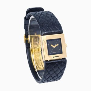 CHANEL Matelasse Uhr Schwarz 18KYG 13838