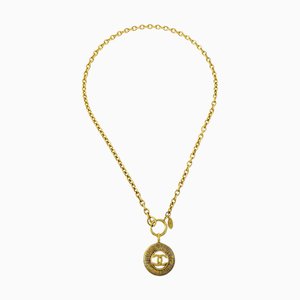 CHANEL Medallion Gold Chain Pendant Necklace 3842 123255