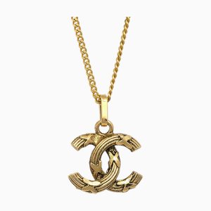 CHANEL Mini CC Chain Pendant Necklace Gold 1982 141197