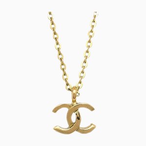 CHANEL Mini CC Gold Chain Pendant Necklace 376 130784