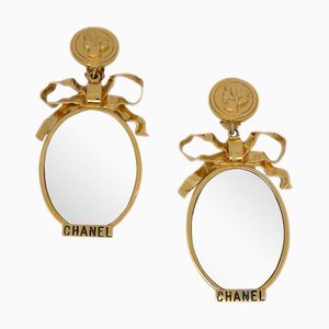 Orecchini Chanel Mirror a clip dorati 29136, set di 2