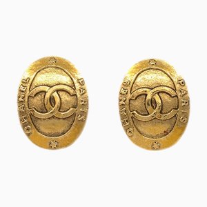 Pendientes Chanel ovalados con clip de oro 2842/28 112217. Juego de 2
