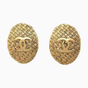 Pendientes Chanel ovalados con clip de oro 2904/29 112976. Juego de 2