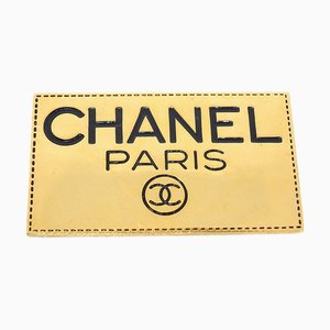 CHANEL Plate Brooch Pin Corsage Gold 02448