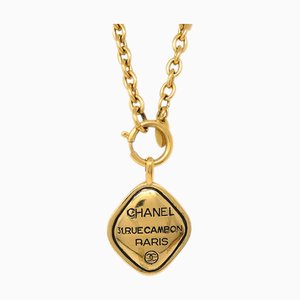 CHANEL Plate Gold Chain Pendant Necklace 123250