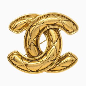 CHANEL Quilted CC Brooch Pin Gold 1152 112549