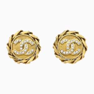 Rhinestone Earrings in Gold from Chanel, Set of 2